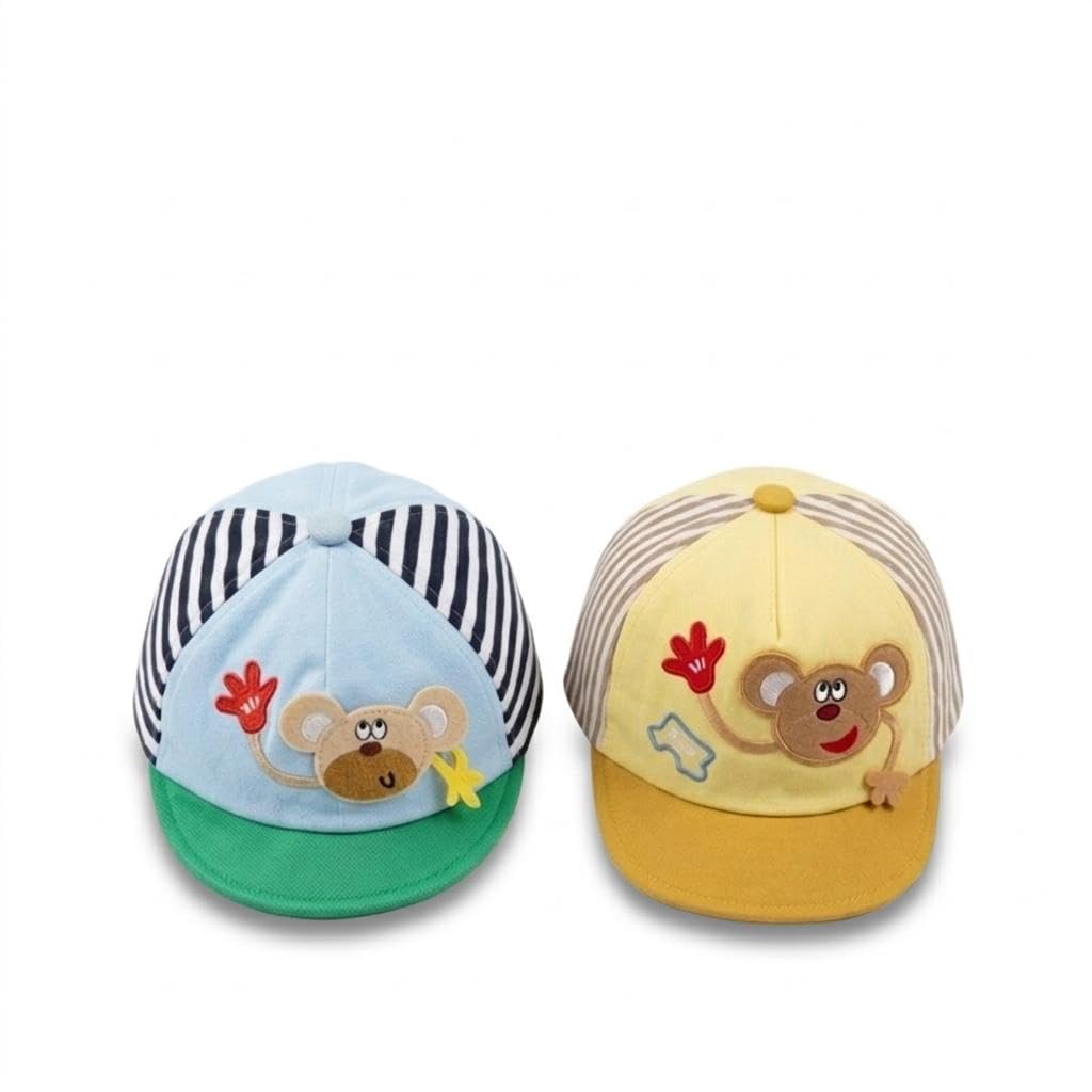 AAKHIRIX Baby Cap, Soft Hat for Infants (3-18 Months) Cute & Stylish Cap for Baby Boys & Girls (Cotton) (Pack of 2/Combo) ...