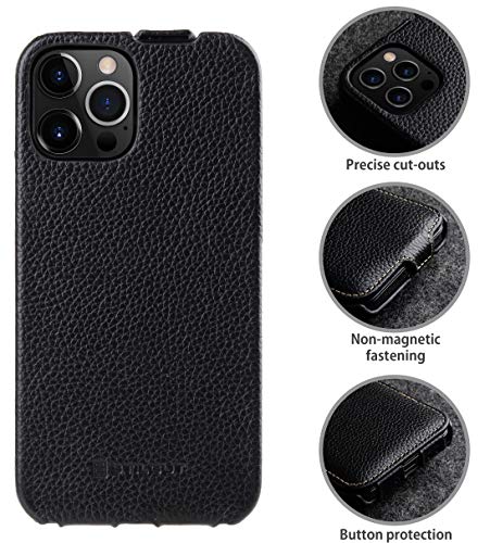 Étui coque iPhone 12 Pro Max clapet vertical cuir véritable StilGut