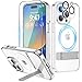 Niunisi Magnetic Case for iPhone 14 Pro Max Case with Screen Protector, with Slim Kickstand + Camera Protector Compatible with Magsafe Shockproof Crystal Clear Phone Case Cover 6.7-Inch, Clear
