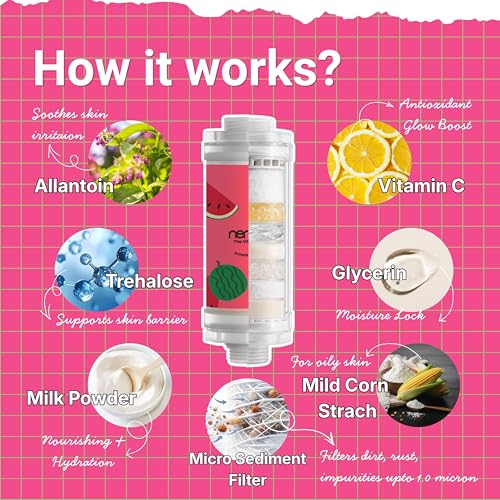 Image of NEMO Vitamin Shower Filter (Summer Watermelon) | Made in South Korea | Vitamin C + Glycerin Enriched | For Soft Skin & Smooth Hair | Advanced Chlorine & Rust Removal | De-stress with Aromatherapy
