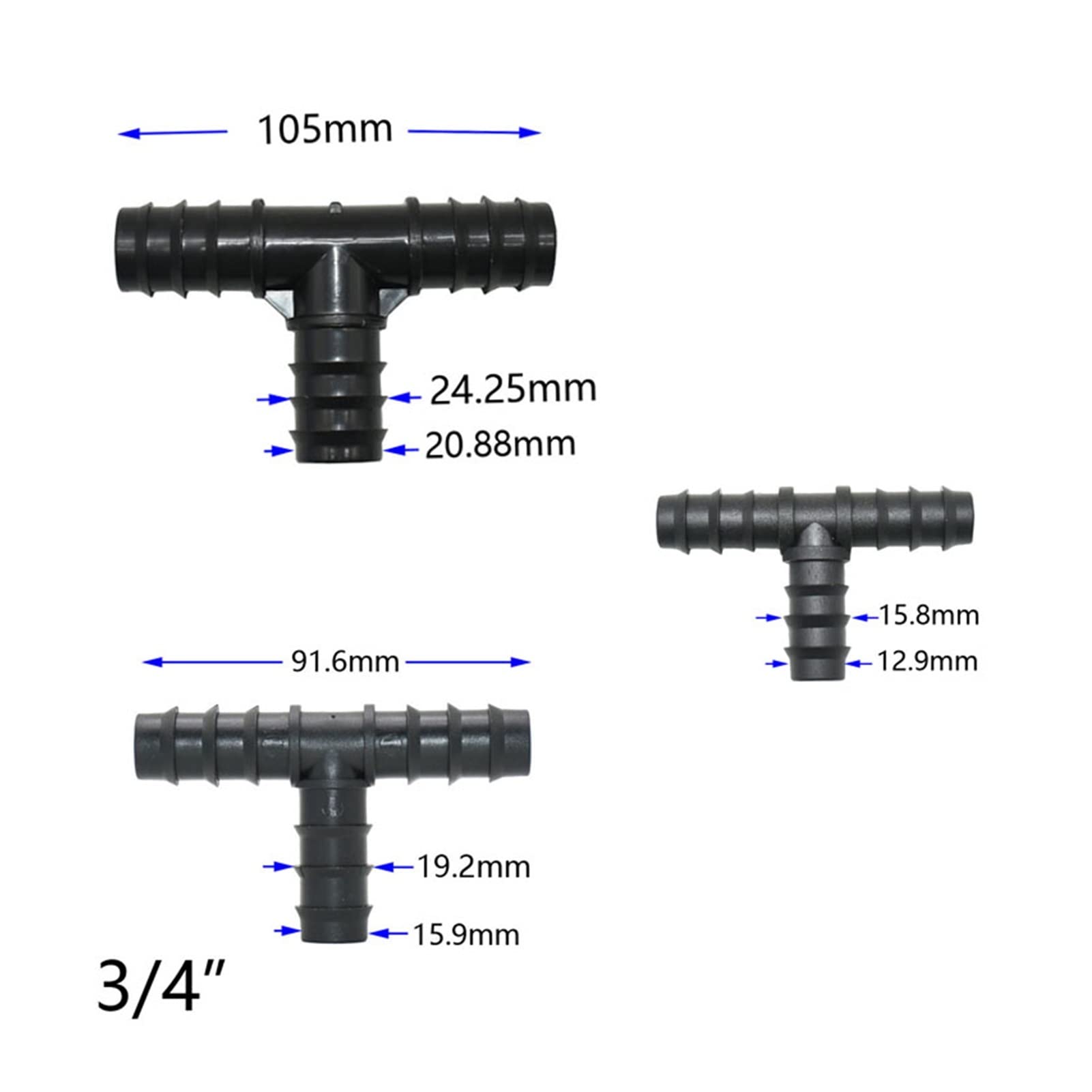 Złącze do węża ogrodowego 40 sztuk 16/20/25 mm wąż ogrodowy, trójdrożna końcówka kątowa głowica bezpośrednia 16/20/25 mm, PE, naprawa kolektora węża 90-stopniowego (kolor: Żółty)