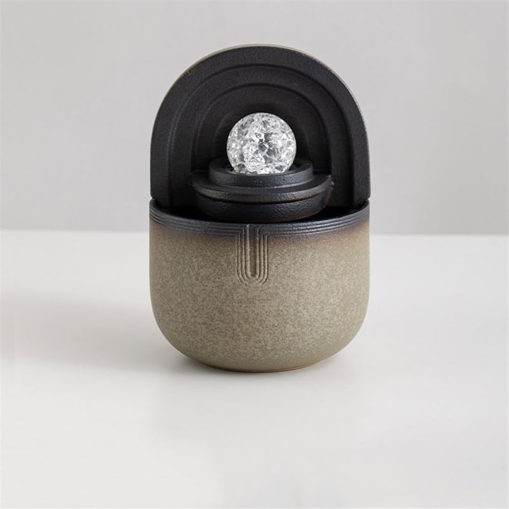 Relaks Małe Biuro Wirująca Kula Fortuny Feng Shui Koło Kreatywna Prostota Fontanna Ceramiczne Ozdoby Biurkowe(Brown)