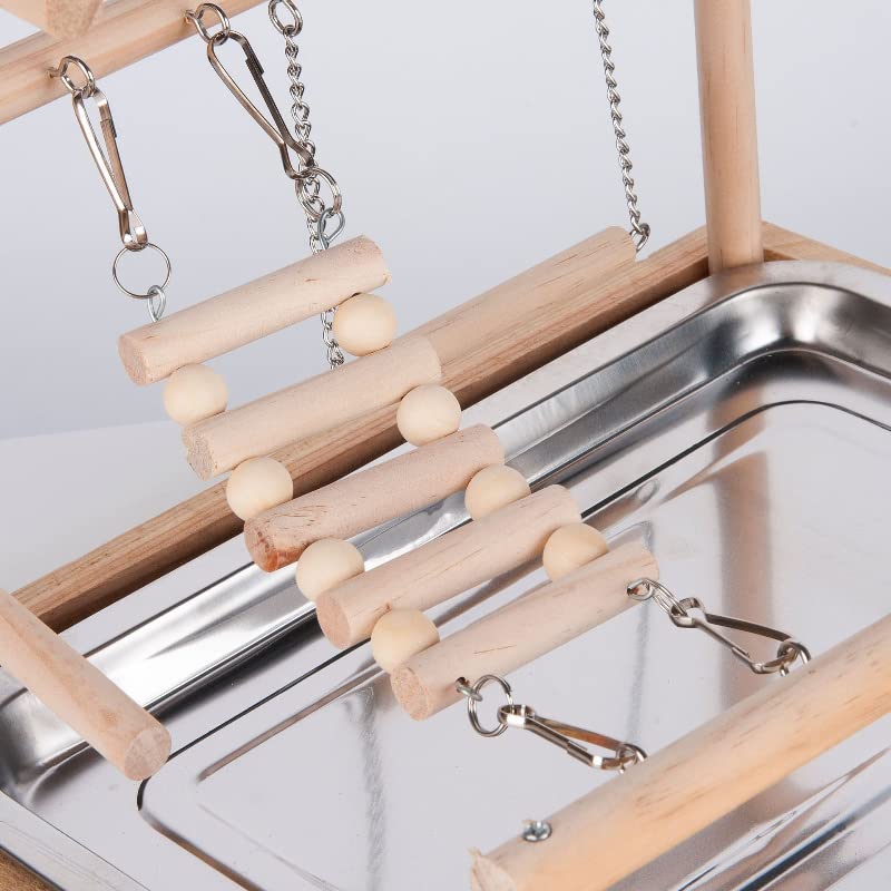 Percha para pájaros Soporte de Juego for Loros y Mascotas con Taza, Bandeja Juguetes for pájaros, Escalera Colgante for Escalada, Puente, cacatúa, Parque Infantil, Perchas for, Periquito