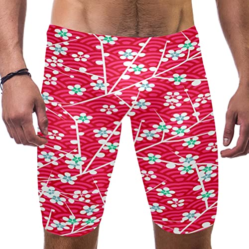 Bañador corto japonés de hombre cómodo de secado rápido con estampado floral de sakura
