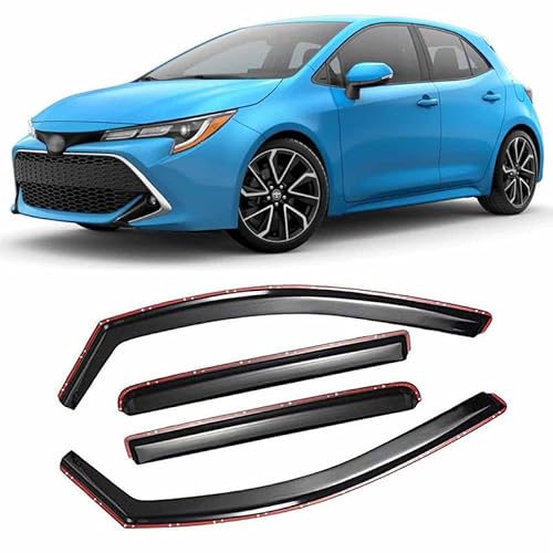 Window Deflector in-Channel Compatible with 2019-2022 T0y0ta Corolla Hatchback Window Visors Vent Sun Rain Guards Dark Smoke
