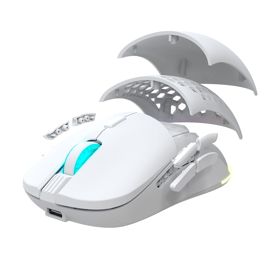 NEWSKILL Arakne Elite Ivory Profesjonalna mysz do gier RGB Bezprzewodowa 16 000 dpi z Oburęczną konstrukcją