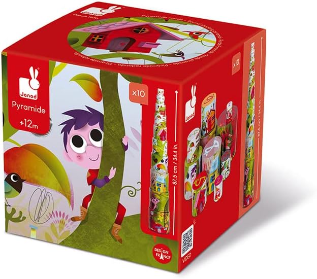 Janod Magic Tree Round Stacking Pyramid Comes with Ten Circular Nesting Blocks That Stack on top of Each Other to Create a Magic Scene