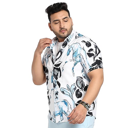 Image of Instafab Plus Men's Shirt for Casual Wear | Spread Collar | Short Sleeve | Button Closure | Plus-Size Fit | Cotton Shirt Crafted with Comfort Fit for Everyday Wear