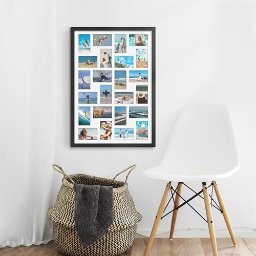 Image of DUENPY 22x32 Collage Picture Frame 4x6 Picture Frames Collage Wall Decor Displays twenty four 4x6 inch Photos Available Horizontal Wall Mounting Display and Vertical Black