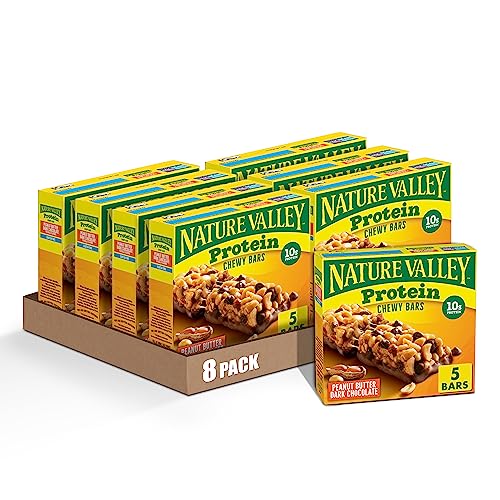 Image of Nature Valley Chewy Granola Bars, Protein, Peanut Butter Dark Chocolate, 5 Bars, 7.1 OZ (Pack of 8)