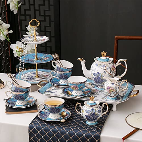 Taza de café Juego de té de té de la tarde británica, taza de café de China de hueso, estilo europeo de café pequeño… - Imagen 3