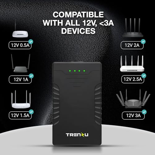 Image of 12V WiFi Router UPS | WiFi UPS Power Backup Upto 6hrs | Mini UPS for Jio Fiber, Airtel WiFi, CCTV | Support 2A, 2.5A, 3A | 6600mah EV Grade A+ Battery | WiFi Inverter for Home | 1Yr Warranty