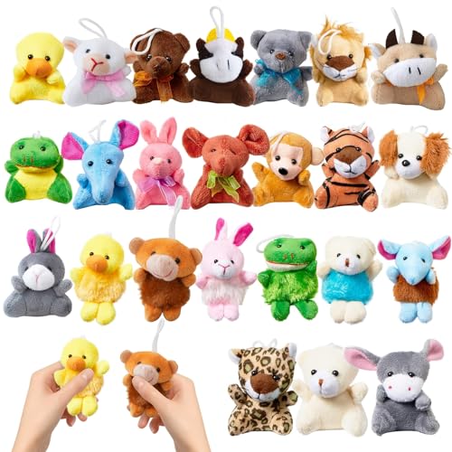 VPAFPEKG Mini Plüschtiere 24PCS Mini Kuscheltiere Kleine Geschenke für Kinder Mini-Stofftiere Mitgebsel Kindergeburtstag Gastgeschenke Plüsch Schlüsselanhänge Geschenke für Kinder Jungen Mädchen