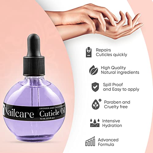 C Care Cuticle Oil For Nails - Levender And Chamomile Nail Oil - Moisturizes And Strengthens Nails And Cuticles - Dropper & Brush Included - Large 2.5 Oz Bottle #TOP1