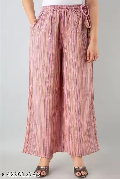 Image of Cotton Regular fit Palazzo | Flared Palazzo Pants with Pocket for Women & Girls | Relaxed Bottom WearPack of 2 11