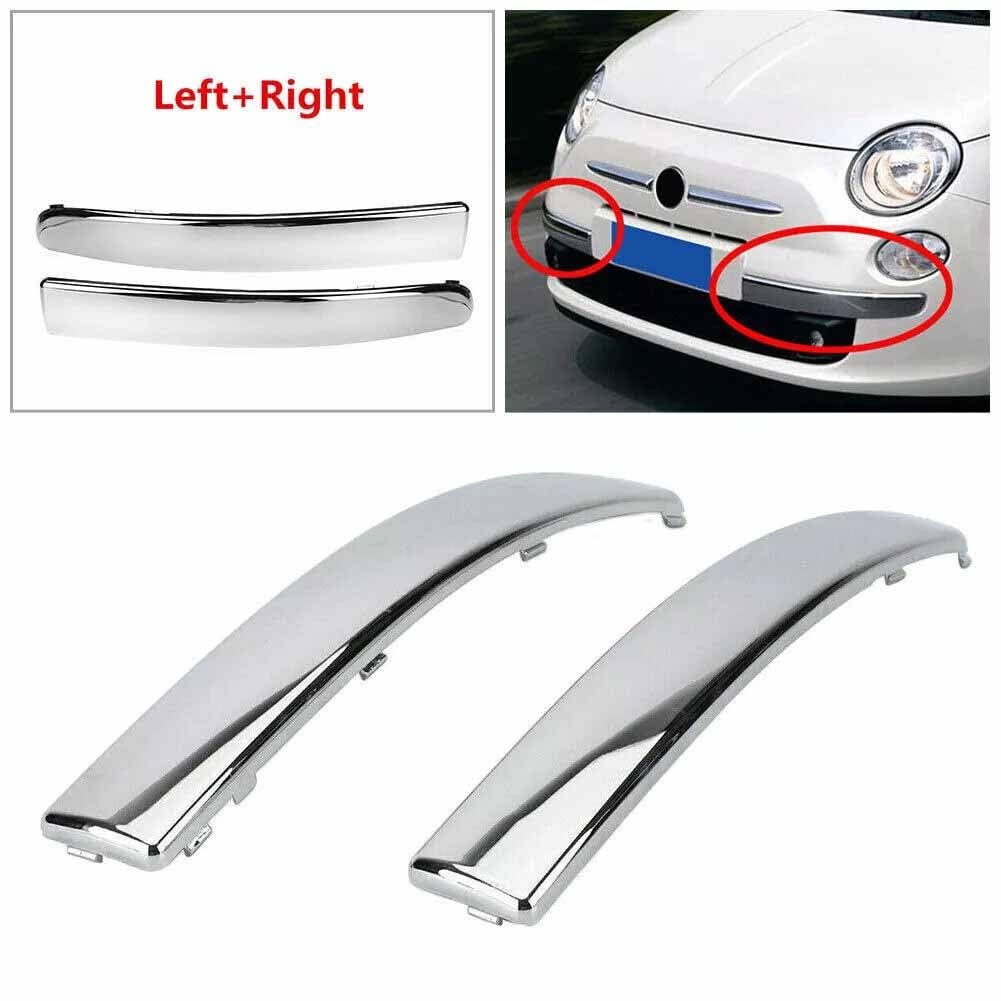 Modanatura inferiore paraurti anteriore per fiat 500 2007-2015, striscia cromata in plastica argentata elettrolitica, coppia sinistra e destra, OEM 735455041