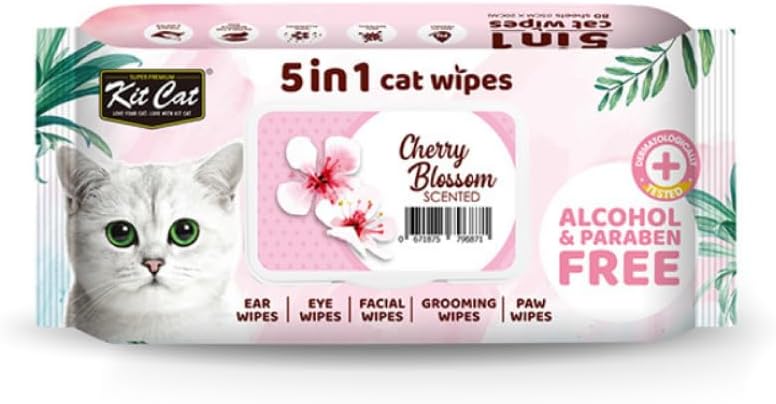 Kit Cat 5-in-1 Cherry Blossom Scented Cat Wipes - PINK/15X20CM