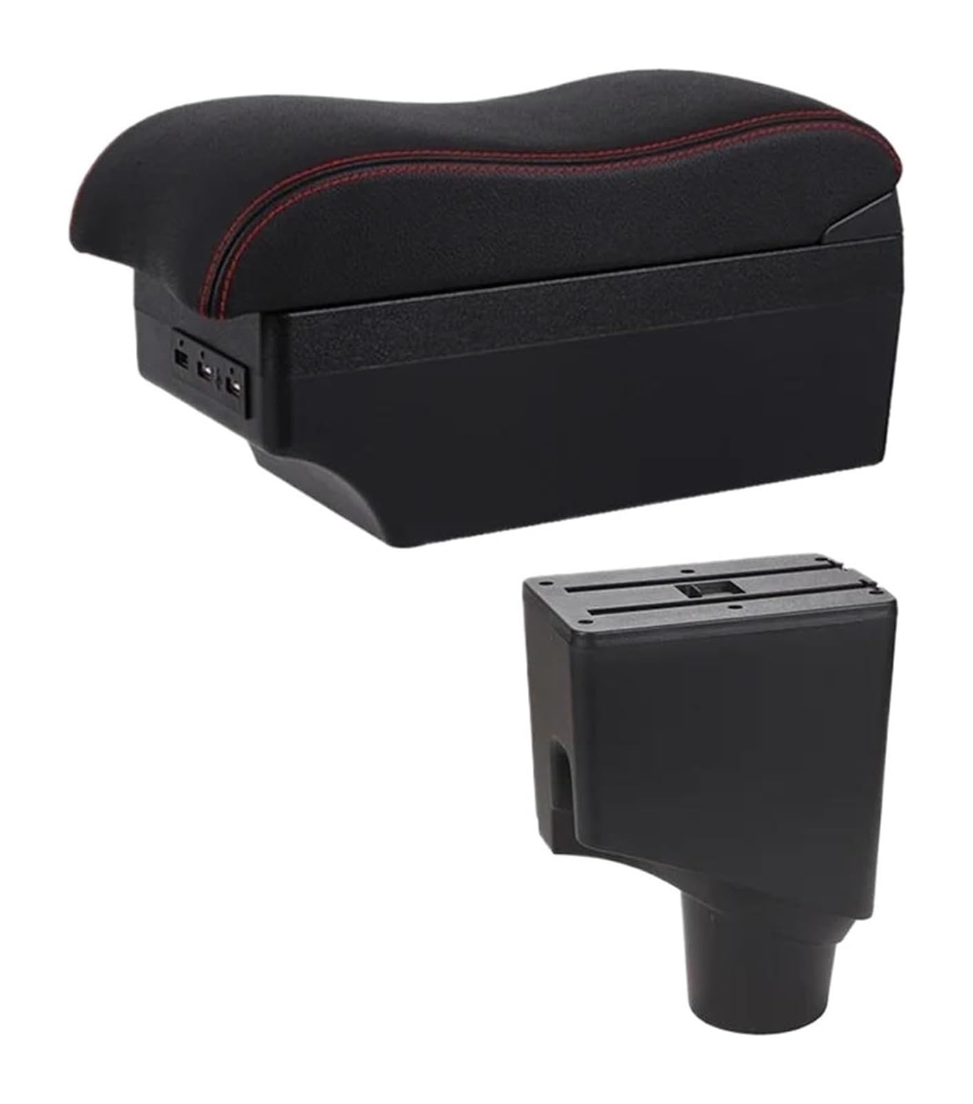 HCKCLMBMZW For Toyota For Yaris For Hybrid 2015-2021 Armrest Box Car Central Storage Modification USB Arm Rest Accessory Car Armrest Center Console(E2 Red Line)