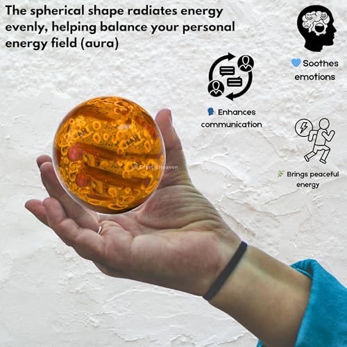 Image of Certified Crystal Fruit Jasper Ball for Meditation - Premium Crystal Vastu Items for Home and Feng Shui Items for Good Luck - Ideal for Pooja Supplies and Spiritual Practices (2 Inch)