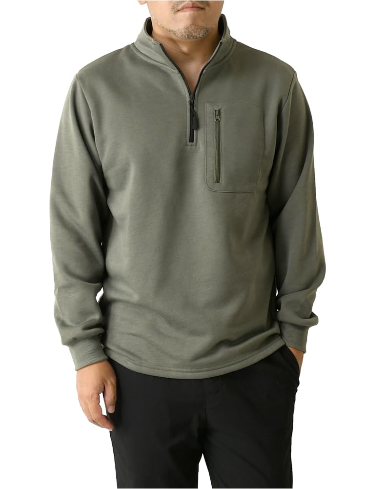 limited select Men's Half Zip Sweatshirt, Warm, Fleece Lined, Plain, Autumn, Winter, Long Sleeve-picture-22