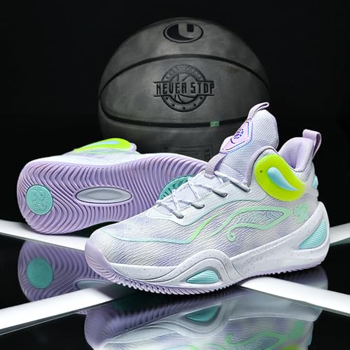 Image of Womens Mens Basketball Shoes High Top Fashion Volleyball Sneakers Breathable Lace Up Non Slip Sport Outdoor Shoe for Unisex