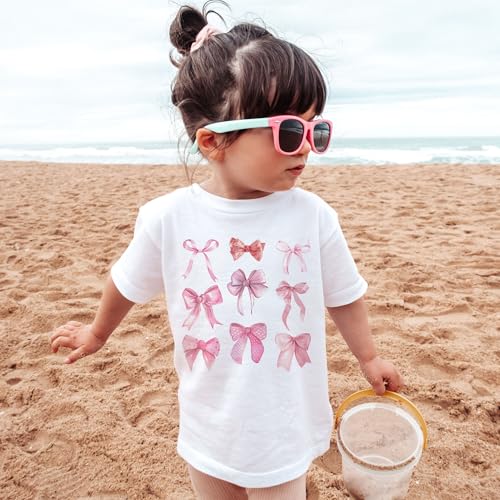 Girls Coquette Bow Toddler Shirt - Cute Girly Pink Bows Soft Girl T-Shirt - Kids Natural Toddler & Youth Tee2