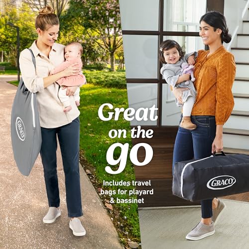 Image of Graco Pack 'n Play Travel Dome LX Playard - Raised Travel Bassinet, UV‑50 Canopy, Changer & Storage, Astin