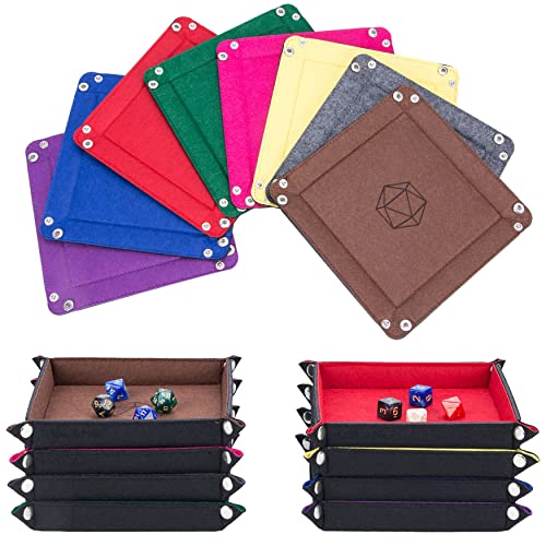 Kislane Dice Tray 8 Pieces Folding Square Dice Tray, Felt Dice Tray Holder For Dnd, Rpg, Mtg And Other Board Games (Violet, Coffee, Green, Red, Rose Red, Gray, Yellow And Blue) #TOP3