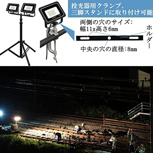 MIKISEN led 投光器 作業灯 看板灯 20w 昼光色 2300LM 6500K 180w相当 1.8コード IP66防水 アース端子付2Pプラグ 120°広角 100V対応 ワークライト 工事用ライト ledライト 灯光器 作業灯 外灯 集魚灯 駐車場用 倉庫照明 防犯灯 船舶 屋内 屋外作業 BBQ用 日本語取扱説明書【PSE認証済み 1個セット】 [5]