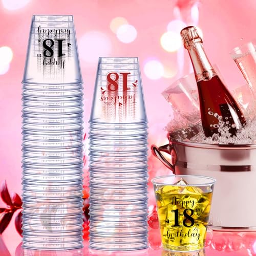 Rumia B3N8V 100 Pcs 18Th Birthday Shot Glasses 18Th Birthday Decorations For Girls Boys 18 Fabulous Shot Glasses 2 Oz Plastic Disposable Cups 18Th Birthday Party Favors Gifts Anniversary Wedding Decor thumb #4