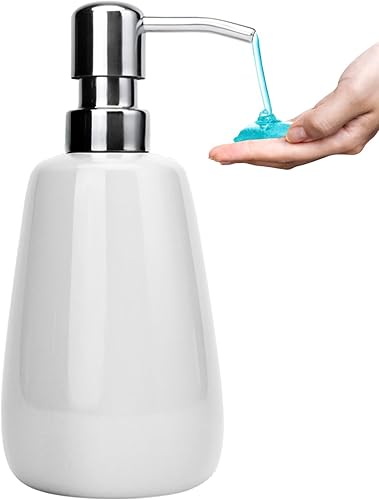 Botellas de cerámica dispensadoras de jabón de mano con bomba de acero inoxidable para baño, botellas vacías de champú de 10 oz10.1 fl oz, 2.76