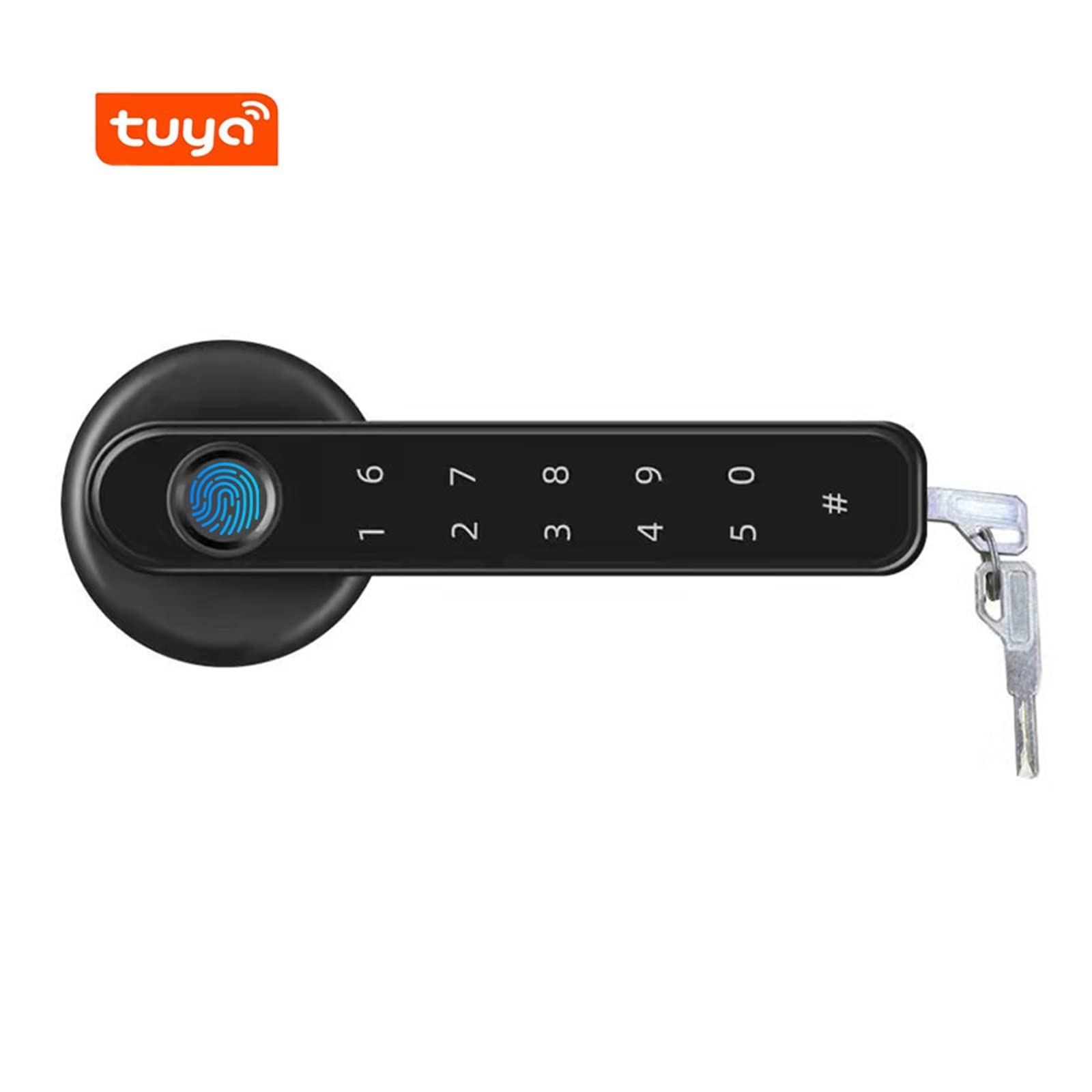 Serratura Smart, Serratura elettronica compatibile con con 2 chiavi Manopole for porta Serratura senza chiave Serratura con maniglia di sicurezza for impronte digitali for camera da letto ,Smart Lock