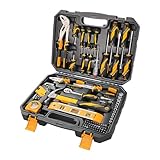 TOLSEN 89-Piece Tool Set Household Tool Kit, Hammer, Screwdrivers, Drill Bits, Socket Wrench, Hex Key, Tape Measure, Plastic Toolbox Storage Case