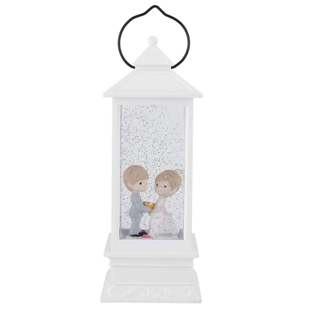 Globo de nieve navideño con luces LED para decoración del hogar, diseño de linterna festiva, material duradero, regalo ideal para vacaciones, familiares y amigos (pareja blanca)
