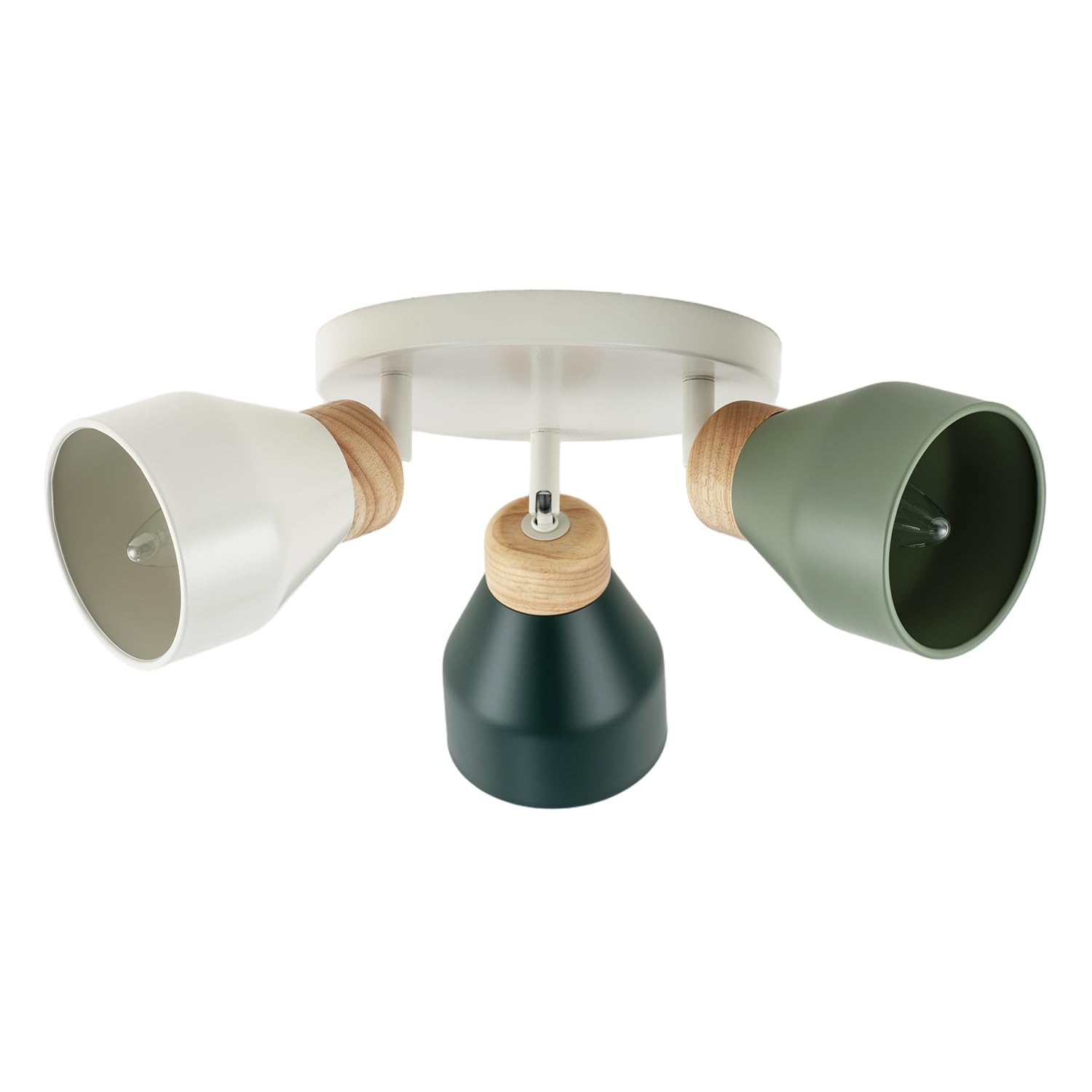 Happy Homewares Unisex Green Contemporary Scandinavian Designed Triple Spot Ceiling Light In 16Cm