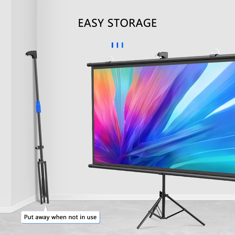 60" 72" 84" Schermo per Film All'aperto per Interni con Treppiede, Schermo di Proiezione 4K HD Montato a Parete 4:3 16:9 per Home Theater Backyard(72" (4:3))