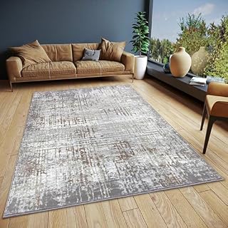 Hanse Home Abstract Vintage Teppich – Orientalischer Kurzflor Wohnzimmerteppich im Vintage Look, Abstrakt Läufer für Schlafzimmer, Esszimmer, Wohnzimmer, Flur – Creme Grau, 57x90cm