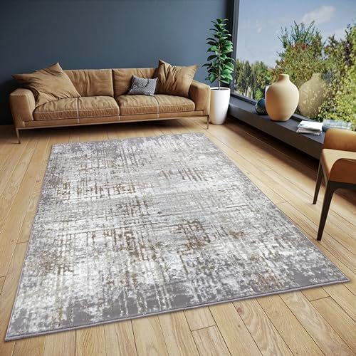 Hanse Home Abstract Vintage Teppich – Orientalischer Kurzflor Wohnzimmerteppich im Vintage Look, Abstrakt Läufer für Schlafzimmer, Esszimmer, Wohnzimmer, Flur – Creme Grau, 57x90cm