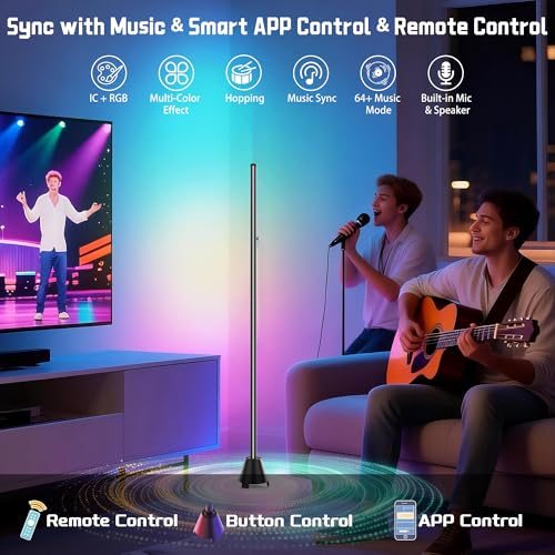 Image of Smart Corner Floor Lamp, RGBICW Color Changing Lamps for Living Room