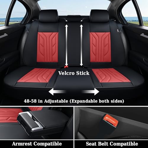 Image of Coverado Car Seat Covers Full Set, Automotive Seat Covers Car Seat Protector Car Seat Cushion, Waterproof Leather Seat Covers for Cars, Universal Fit for Most Sedans SUV Pick-up Truck(Burgundy)