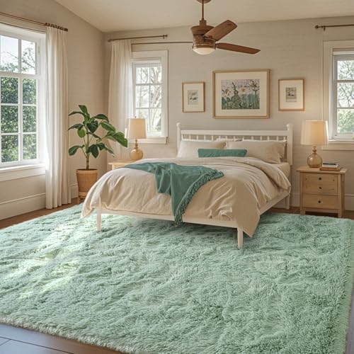 8x10 Area Rugs for Living Room Sage Green,Plush Soft Grass Fluffy Nursery Bedroom Carpet for Kids Teens Home Decor Aesthetic