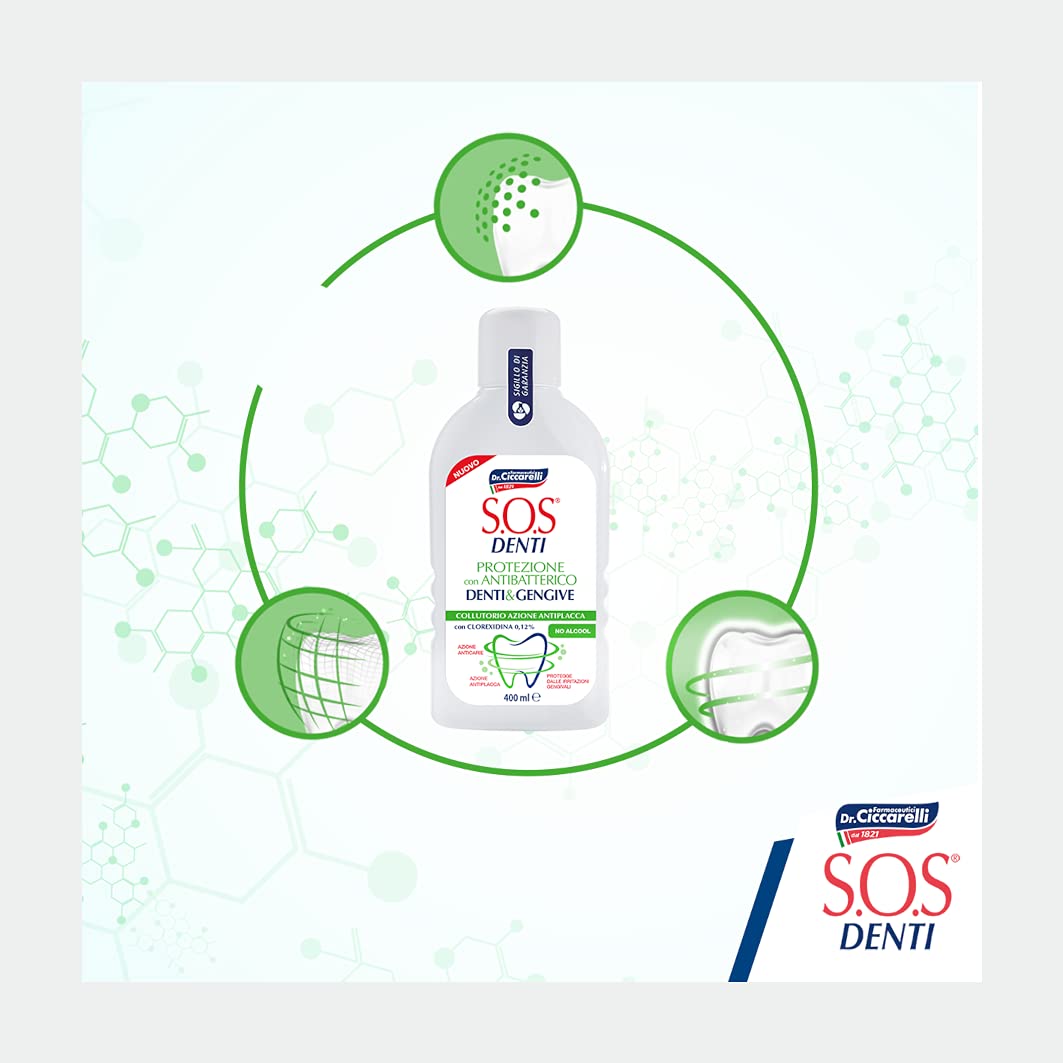 S.O.S Zęby Płyn do płukania jamy ustnej Antybakteryjny Z Chlorheksydyną - 400 Ml - 400 ml