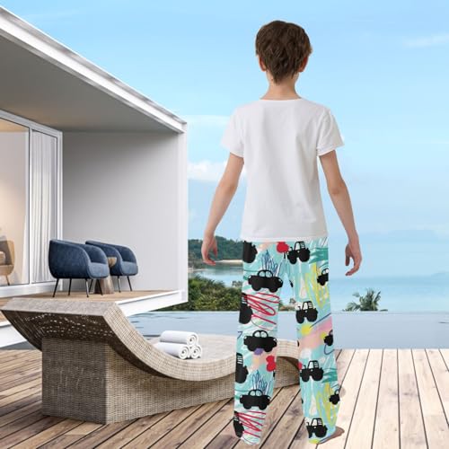 visesunny Boys' Pants Color Car Tractor Jogger Pants Elastic Waist Long Bottoms Trousers with Pockets S3