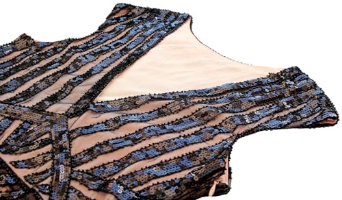 Image of Women Evening Maxi Long Dress 1920s Sequin Mermaid Hem Wedding Prom Gown Costume w / 20s Gatsby Accessories Set