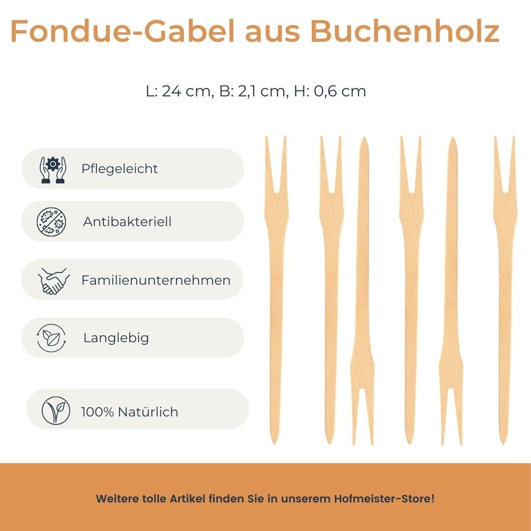 HOFMEISTER Lot De 6 Fourchettes à Fondue En Bois - 24 Cm - Pour Fromage, Viande Ou Trempettes - Fabriqué En Europe