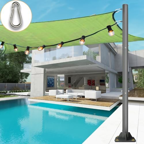 Sun Shade Sail Pole, 9 FT Outdoor Shade Sail Posts Support Awning Canopy Outdoor