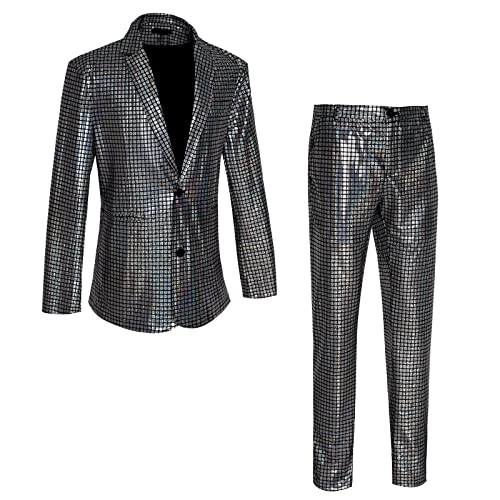 Ensemble de costume de performance éblouissant noir à carreaux M - 7