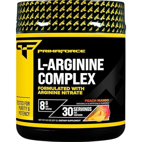 Primaforce L-Arginine Complex Powder (30 Servings Per Bottle | Peach Mango) Powerful Protein Building Supplement for Maximum Gains Cover