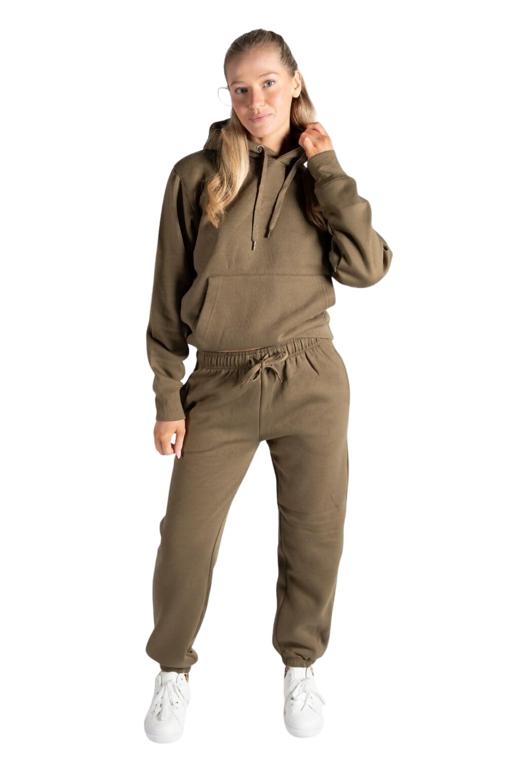 Femme Luxe Women's Tracksuit, Oversized Hoody and Jogger Set, Machine Washable, Available UK Sizes 8-16, Multicolour (UK, Numeric, 10, Regular, Regular, Khaki)