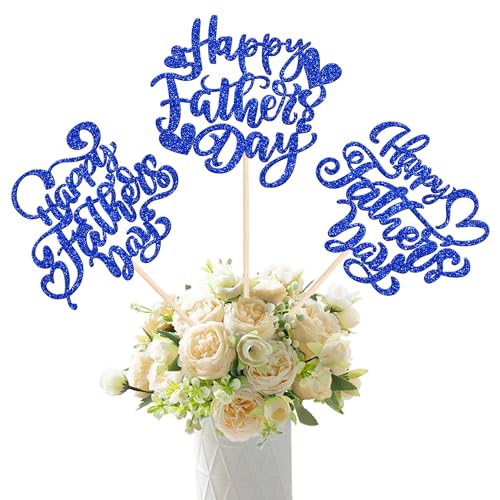 12 Pack Happy Father's Day Centerpieces Sticks for Tables Happy Father's Day Party Decorations Love Daddy Best Father Birthday Table Toppers Decorations for Happy Fathers Day Party Decorations Blue